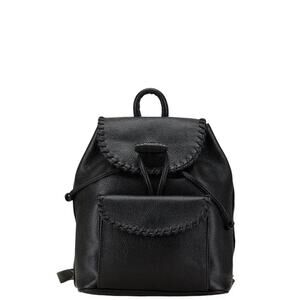 YSL Yves Saint Laurent Black Whipstitch Leather Flap Backpack Designer Luxury